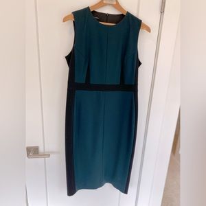 JUDITH & CHARLES Black and Teal Dress | Size 12 | Midi